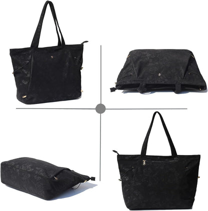 ESVAN Corduroy Yoga Tote Bag Gifts for Women Drawstring Yoga Mat Bag for Office Workout Travel Carryall Pilates Gym