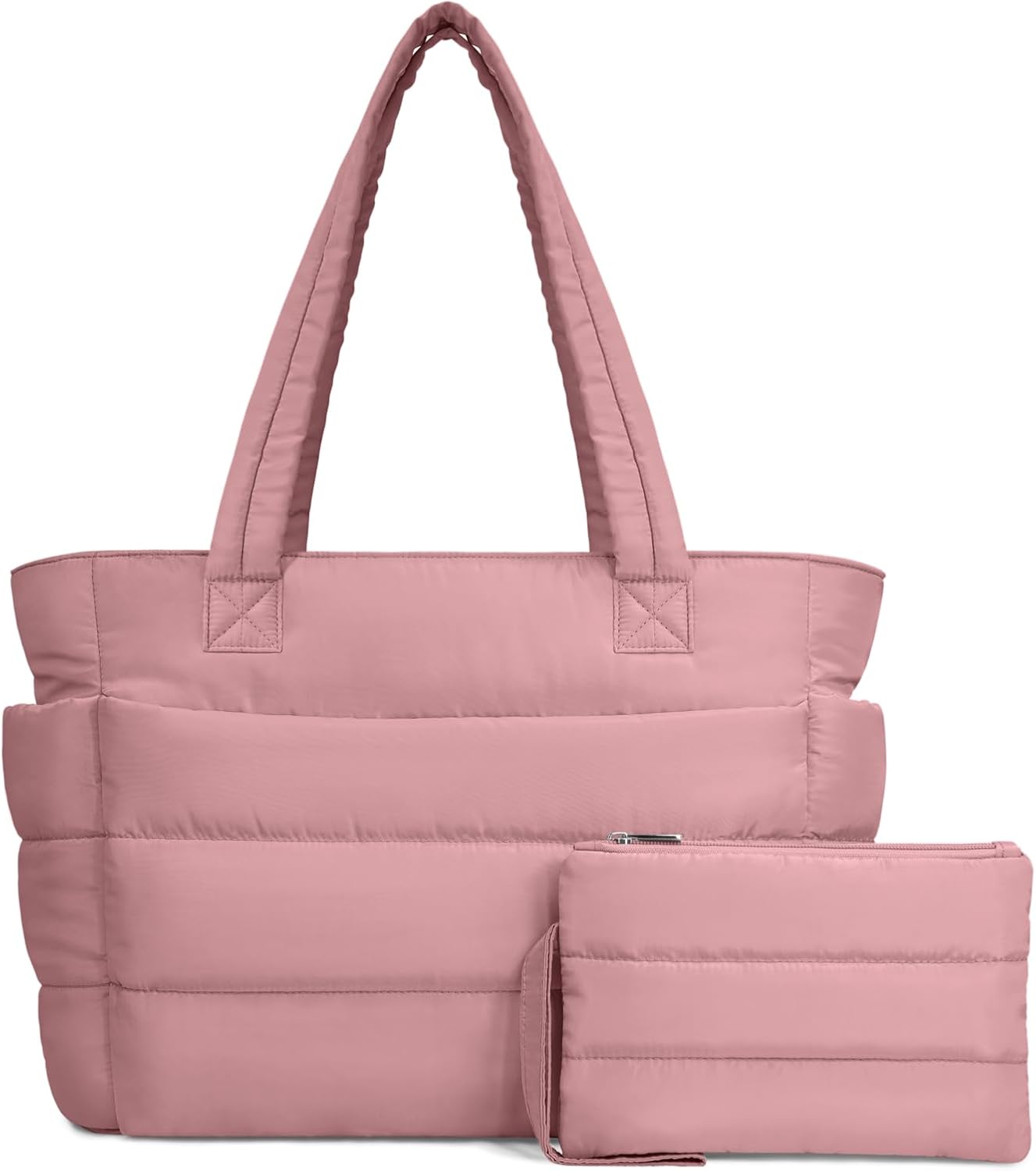 TOPDesign Puffer Tote Bag for Women, Lightweight Puffy Handbag with Compartments, Quilted Shoulder Bag for Work, Travel, Gym - Colors B