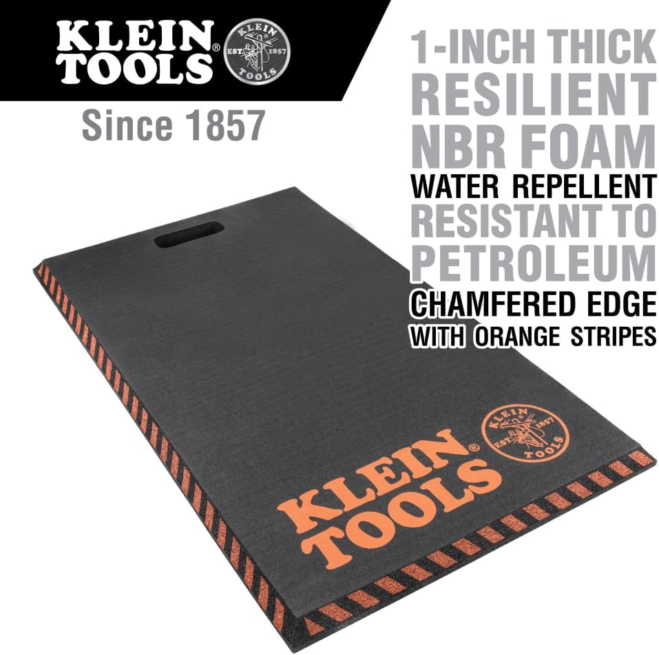 Klein Tools 60135 Kneeling Pads, Adult Men's Soft Thick Closed Cell Soft Foam Professional Tradesman Pro Pads with Handle