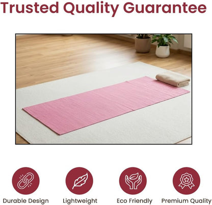 LFH Home Handmade Cotton Yoga Mat Cotton Rug picnic mat For Exercise, Workout, Fitness - Perfect Heavy Quality Eco Friendly Natural Cotton Woven Reversible Yoga Mats for Men & Women - 72x26 Inch.