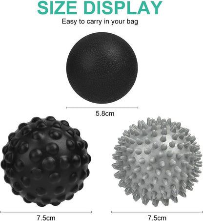 URAQT Spiky Massage Ball Set, 2 Pack Physical Therapy Massage Balls, Hard Lacrosse Ball & Spiky Massage Ball for Myofascial Release and Trigger Point Deep Tissue Massage (Red)