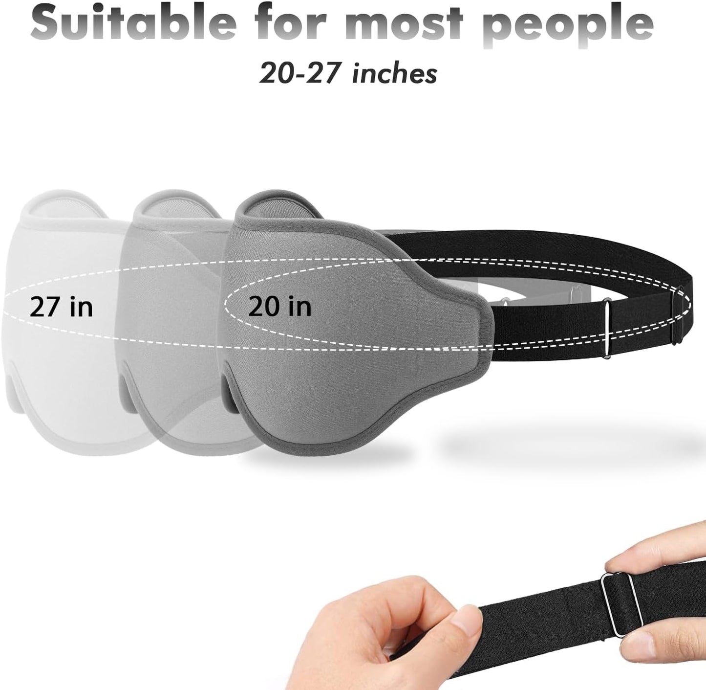 Sleep Eye Mask for Men Women, Sleeping Mask for Side Sleeper, Travel Blackout Night Blindfold Eye Shade Cover with Adjustable Strap (Black)
