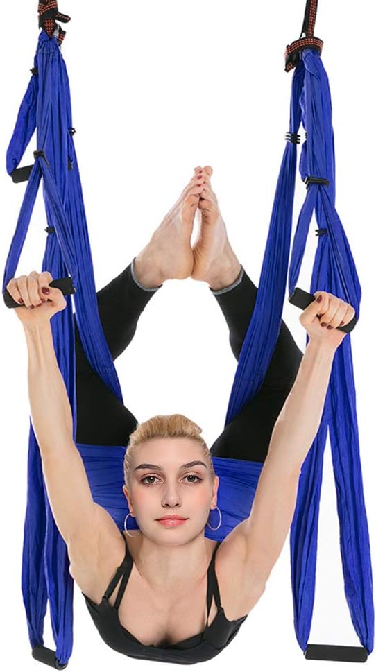 Aerial Yoga Swing Set with 2 Extension Straps - Anti-Gravity Aerial Yoga Hammock Sling for Inversion Exercises, Indoor Outdoor Home Gym Fitness Equipment