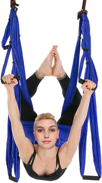 Aerial Yoga Swing Set with 2 Extension Straps - Anti-Gravity Aerial Yoga Hammock Sling for Inversion Exercises, Indoor Outdoor Home Gym Fitness Equipment