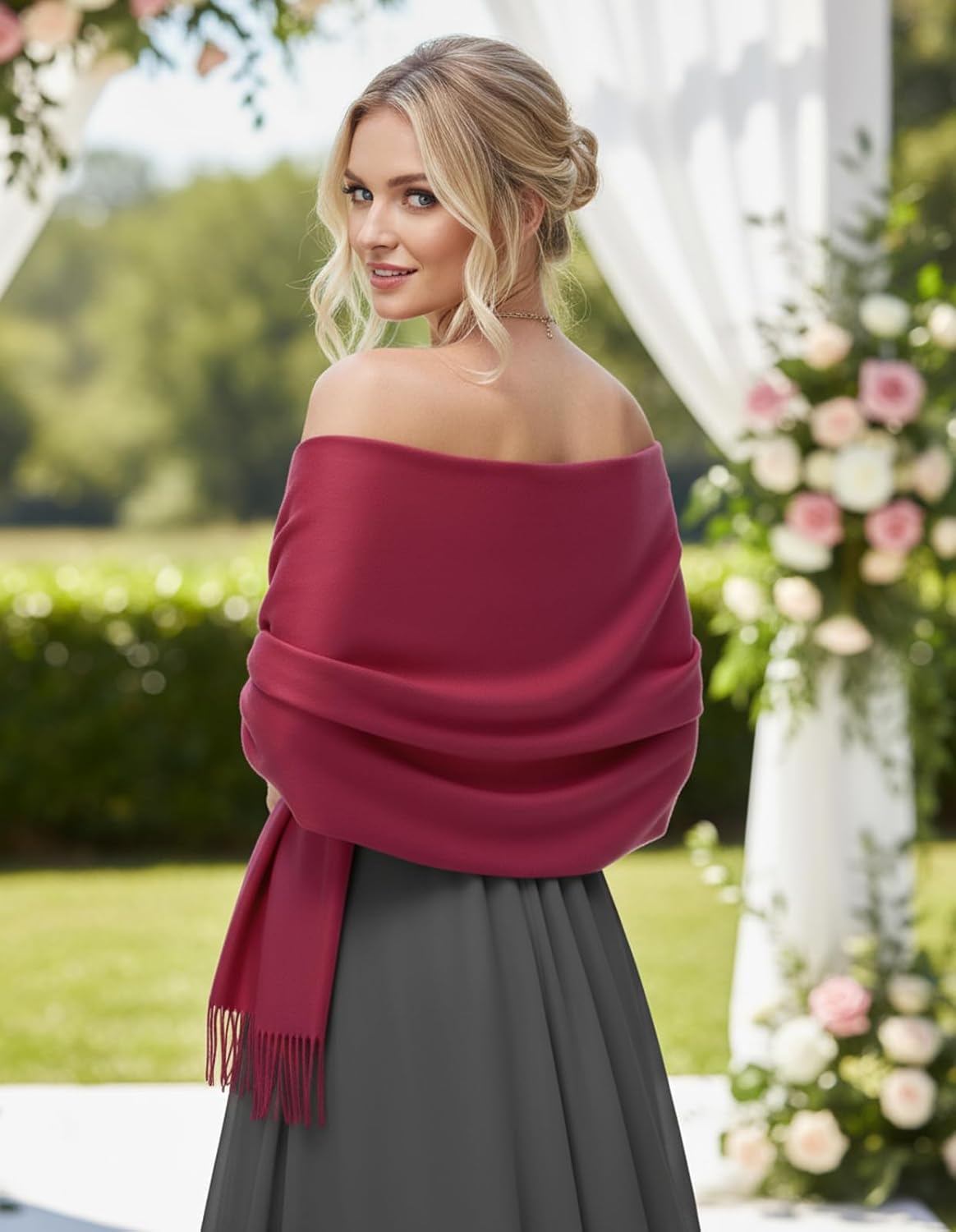 Women's Scarf Pashmina Shawls and Wraps for Evening Dress Wedding Bridal Bridesmaid Winter Warm Long Large Scarves - Colors B