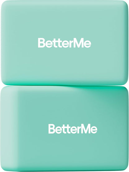 BetterMe Yoga Blocks Set of 2 – High Density Foam Yoga Blocks for Stretching, Pilates & Workouts – Lightweight Non-Slip Exercise Blocks for Flexibility & Balance