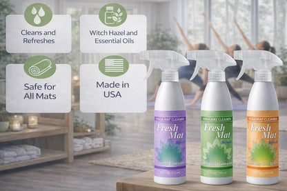 Fresh Mat Yoga Mat Cleaner Spray - Natural Deodorizing Cleaner for Yoga Mats & Fitness Equipment - No-Rinse, Residue-Free Formula with Witch Hazel & Essential Oil, Refreshing Citrus Ginger (24 fl oz).