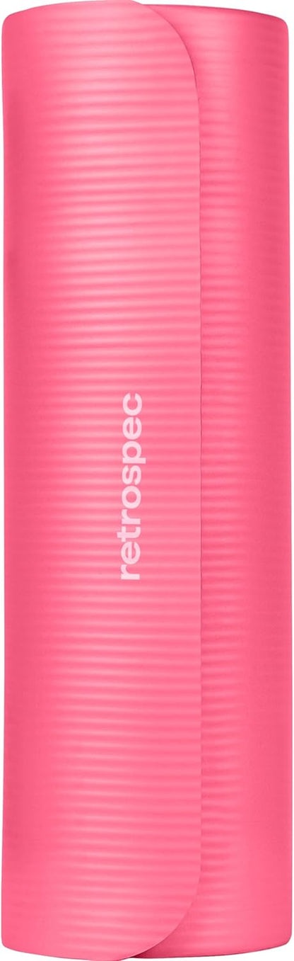 Retrospec Solana Yoga Mat Thick 1/2in Non-Slip Workout Mat with Nylon Strap - 72x24in Exercise Mat for Pilates, Stretching & Fitness - BPA Free, Easy Clean