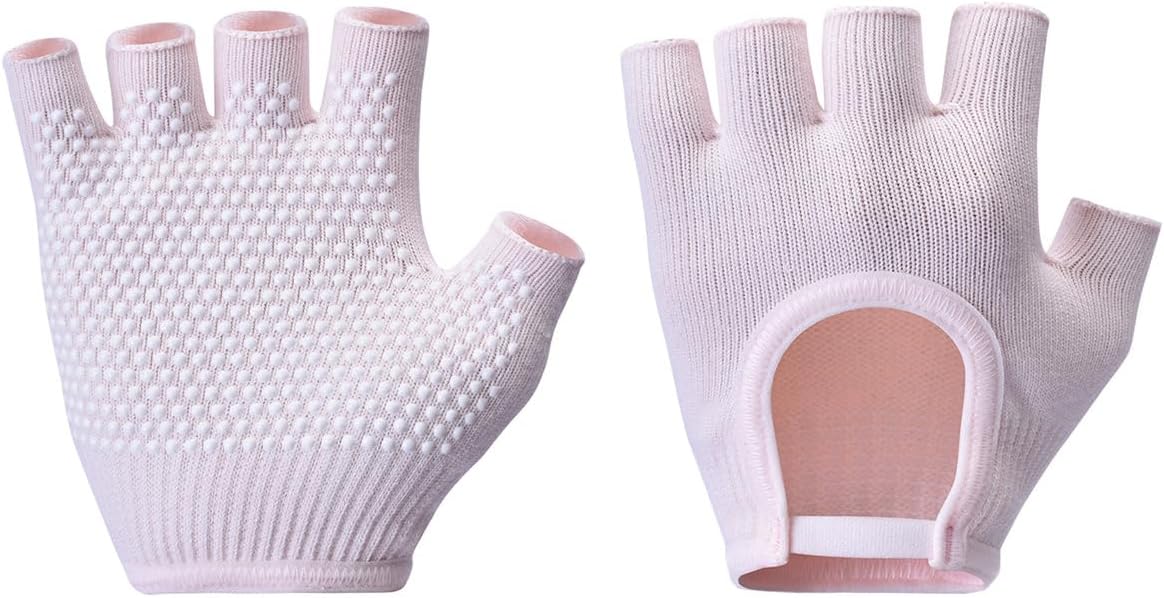 Non-Slip Fingerless Yoga Gloves – Ideal for Pilates, Barre, Air Yoga, and Fitness Workouts – Breathable Fabric with Enhanced Grip for Stability