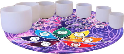 FMTY Crystal Singing Bowls Mat, Round singing bowls Mat Washable healing bowl cusion, Non-Slip Floor Mat Suitable for Sound Bowl Set, 52"Round (52")