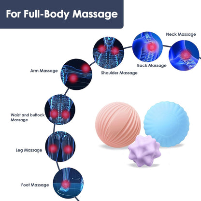Silicone 3-Piece Massage Ball Set - Peanut, Textured and Spiky Lacrosse Balls to Relieve Tension,Muscle Knots & Plantar Fasciitis with Deep Tissue Release for Foot,Back,Hip,Arm & Legs