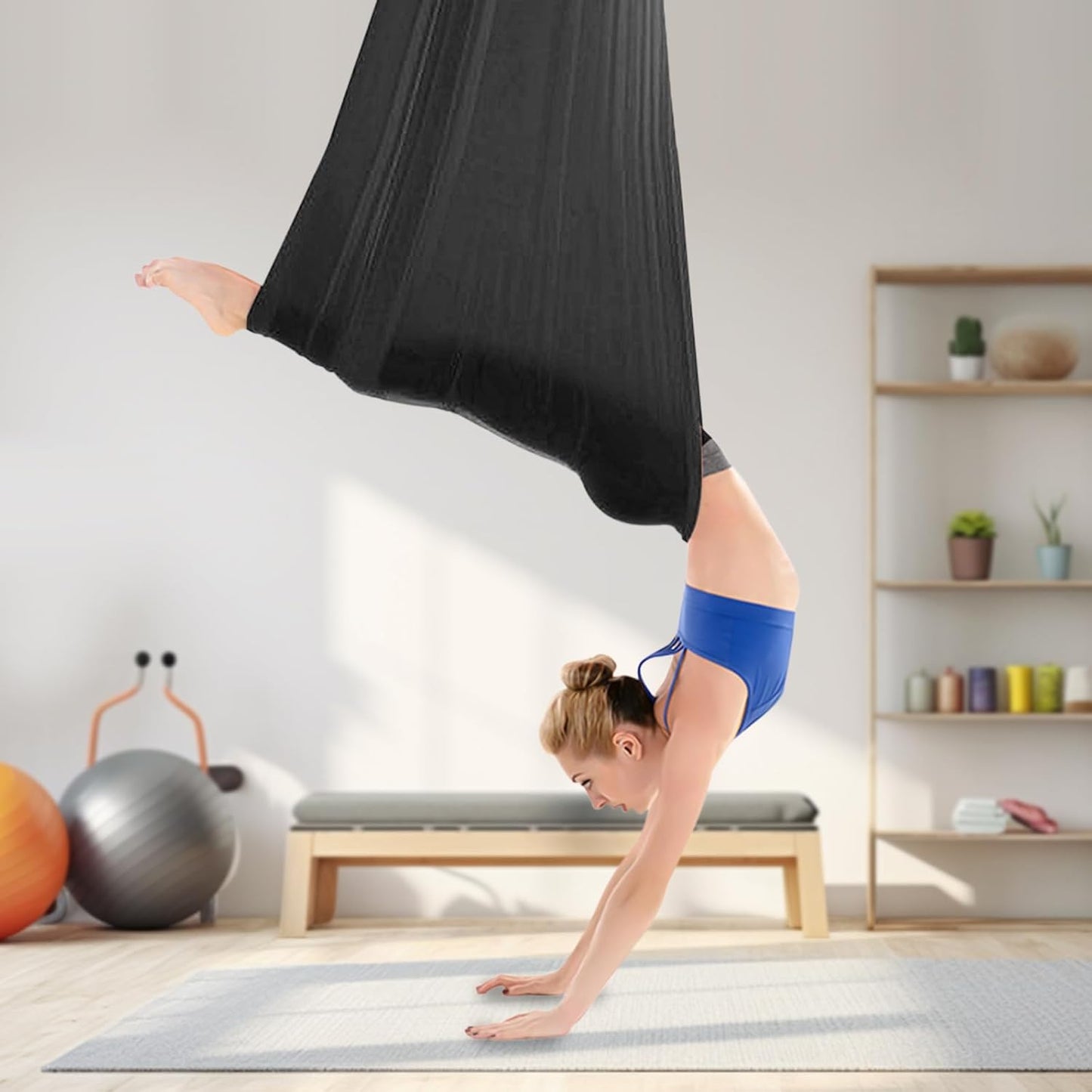 LOYALHEARTDY Aerial Silks Starter Kit, 11 Yards Equipment Set for Aerial Yoga, Durable Aerial Yoga Hammock Aerial Swing for Aerial Acrobatic, Aerial Dance & All Levels (L:10m W:2.6m)