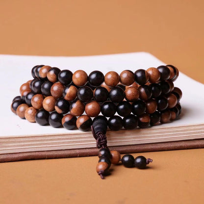 Handmade Mala Beads Bracelet 108 8mm Prayer Meditation Bracelet Sandalwood Elastic, Buddhist Beads, Prayer Mala Necklace for Men and Women Gifts