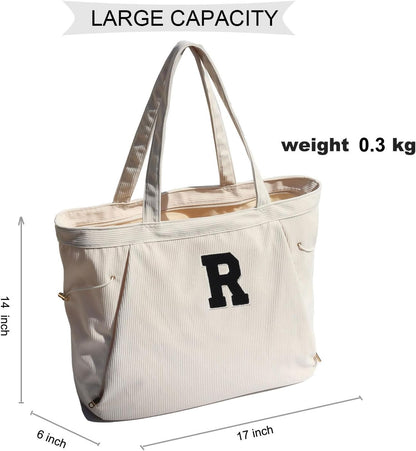 ESVAN Corduroy Yoga Tote Bag Gifts for Women Drawstring Yoga Mat Bag for Office Workout Travel Carryall Pilates Gym