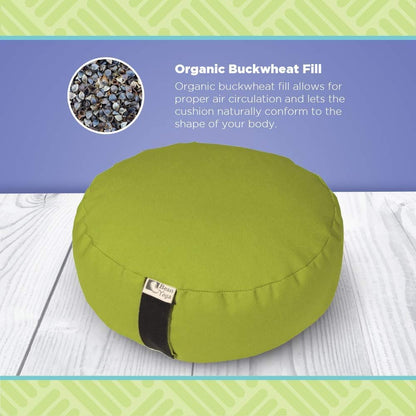 Bean Products Zafu Meditation Pillows for Sitting on Floor, Yoga Cushion, Cotton/Buckwheat Fill Yoga Pillow, Zafu Meditation Cushion, Zen Kneeling Prayer Pad- Made in USA - 14" Round - Saffron