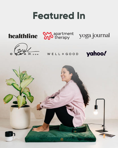 Mindful & Modern Zabuton Meditation Mat - Cotton Filled Yoga and Meditation Pad - Zabuton Meditation Cushion for Kneeling and Sitting Support - Large Rectangular Sitting Floor Pillow for Bench or Zafu