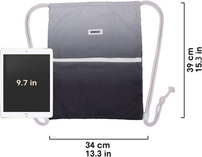 WANDF Drawstring Backpack String Bag Sackpack Cinch Water Resistant Nylon for Gym Shopping Sport Yoga (Black)