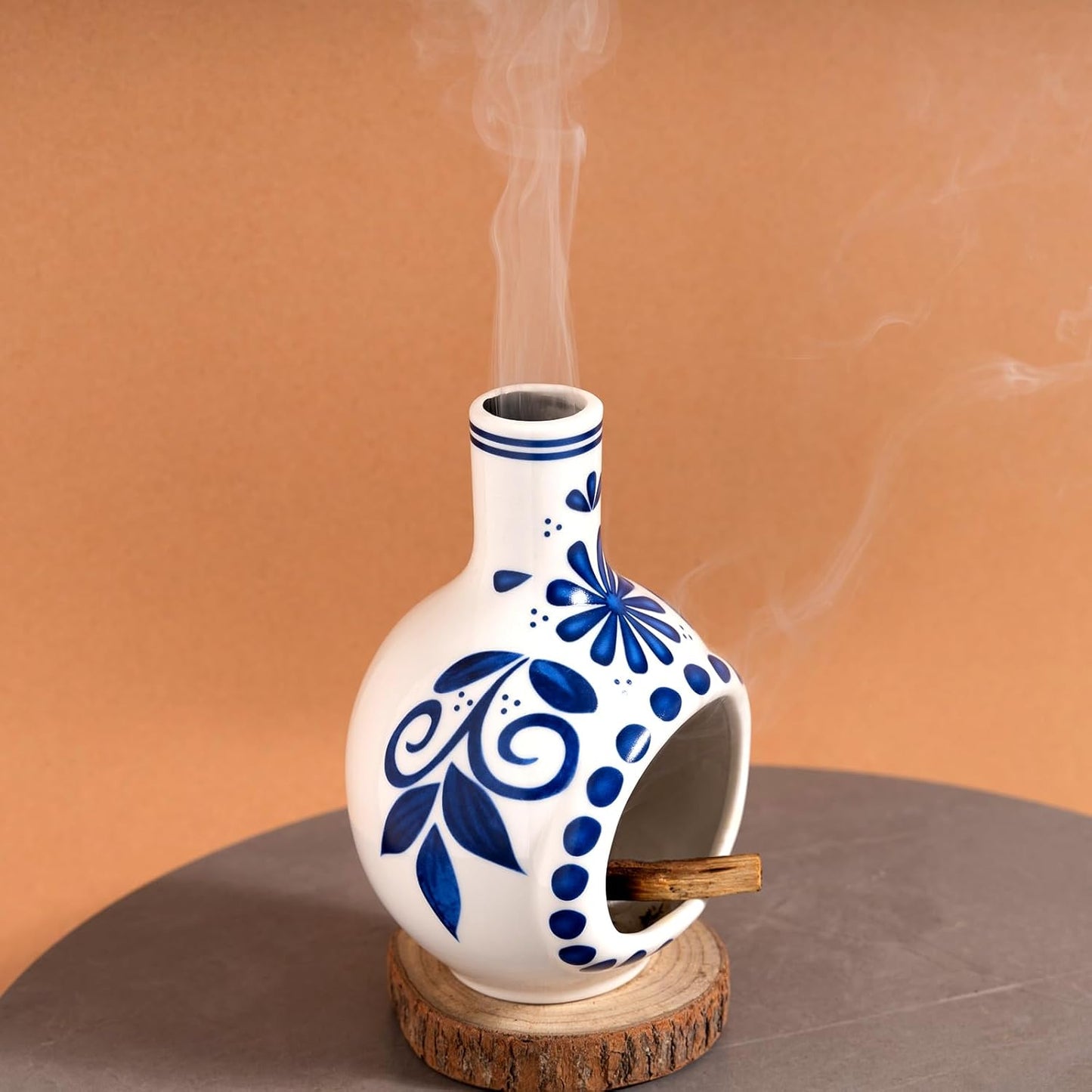 MOUGIGI Handcrafted Palo Santo Holder Ceramic Incense Burner - Compact Size for Meditation Space - Burn Palo Santo Sticks and Cones Safely - Sage Aromatherapy Decor