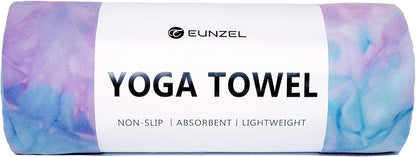 Eunzel Hot Yoga Towel Non Slip Yoga Mat Towel Non-Slip Sweat Absorbent Towel for Hot Yoga, Pilates and Workout 72" x 26.5", Blue