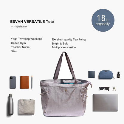 ESVAN Yoga Tote Bag for Women Shoulder Bags Drawstring for Office Workout Travel Carryall Pilates Gym and Beach