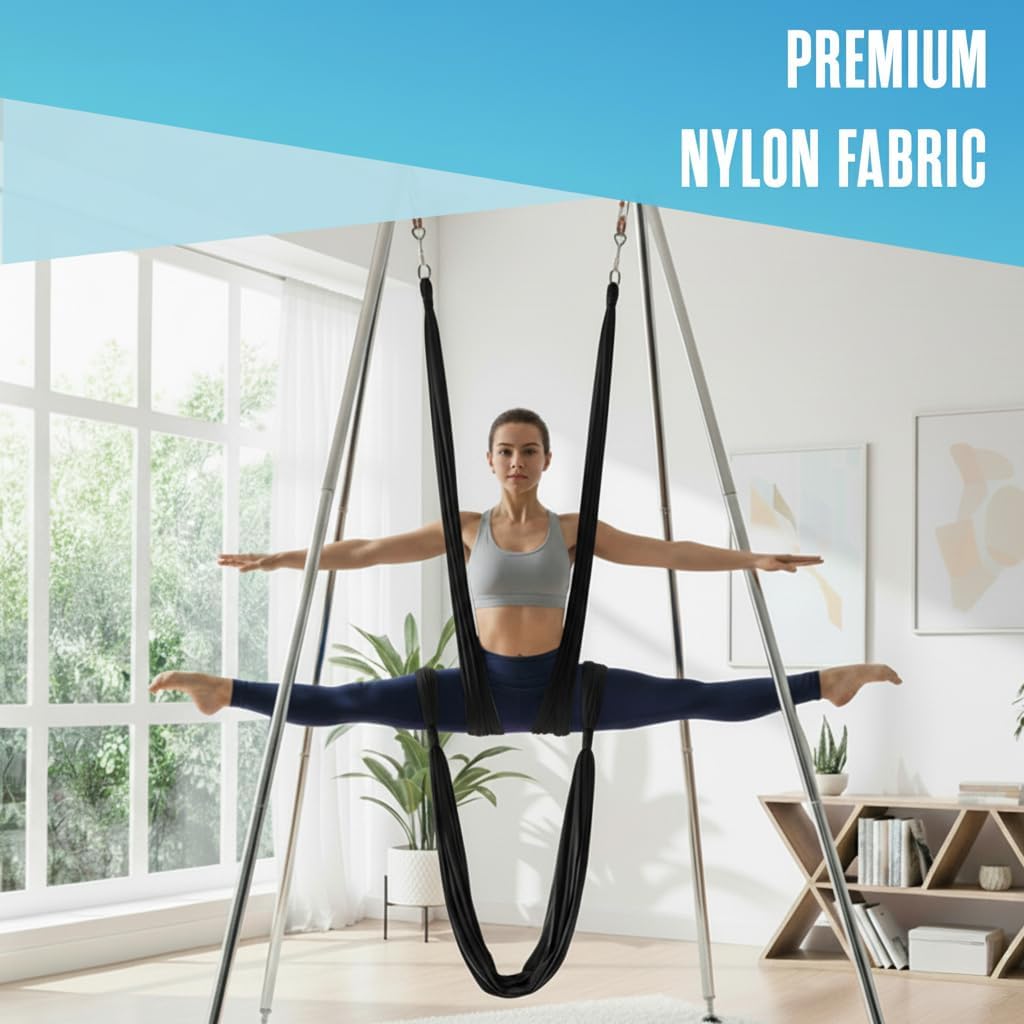 Houseables Aerial Silks, Yoga Swing, Aerial Yoga Hammock, Ariel Silk, Gymnastics Swing, Acrobatics Equipment, For Home, Indoor, Outdoor, Arial Setup, Rig, Sling, Portable