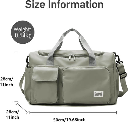 Suruid Travel Yoga Duffel Bag with Shoes Compartment Sports Gym Handbag with Dry Wet Separated Pocket for Training Men and Women, Overnight /Weekender Bag - Pink