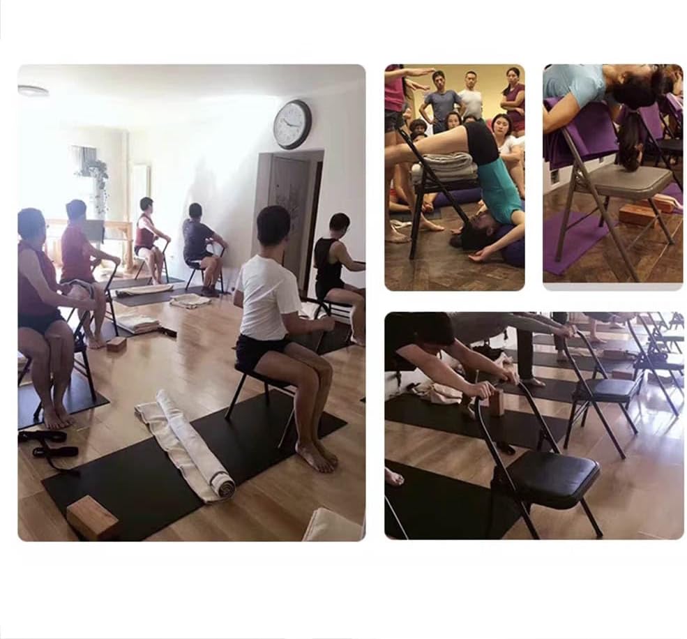 Yoga Inversion Chair, Iyengar Yoga Chair,Pilates Chair,Backless Yoga Chair Prop,Home Exercises Reinforced Design,Black