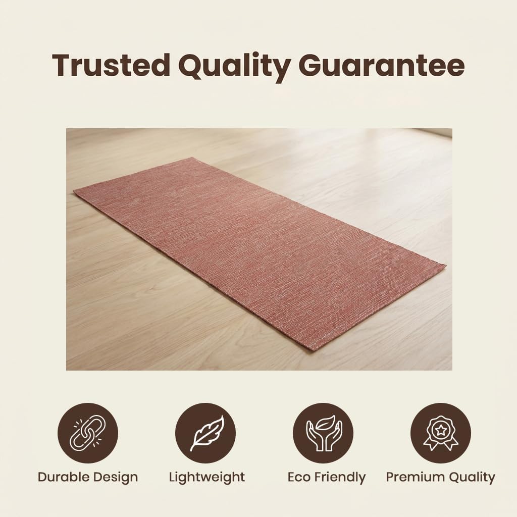 LFH Home Handmade Cotton Yoga Mat Cotton Rug picnic mat For Exercise, Workout, Fitness - Perfect Heavy Quality Eco Friendly Natural Cotton Woven Reversible Yoga Mats for Men & Women - 72x26 Inch.