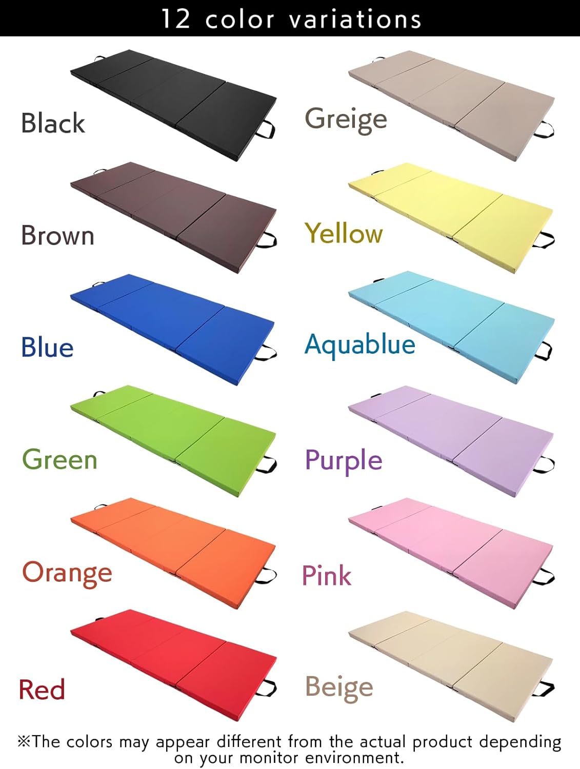 KaRaDaStyle Gymnastics Mat Folding Stretch Mats 71"x31"x2" Exercise Muscle Training Children Play Horizontal Bar Mat Yoga Sports Soundproof Home Use