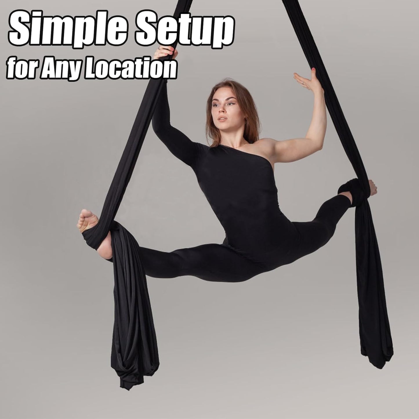 Aerial Silks Kit & Aerial Yoga Hammock - 11Yd Premium Fabric with Hardware - Easy Setup for Flying Yoga, Aerial Swing & Fitness - Supports Up to 14ft Rigging