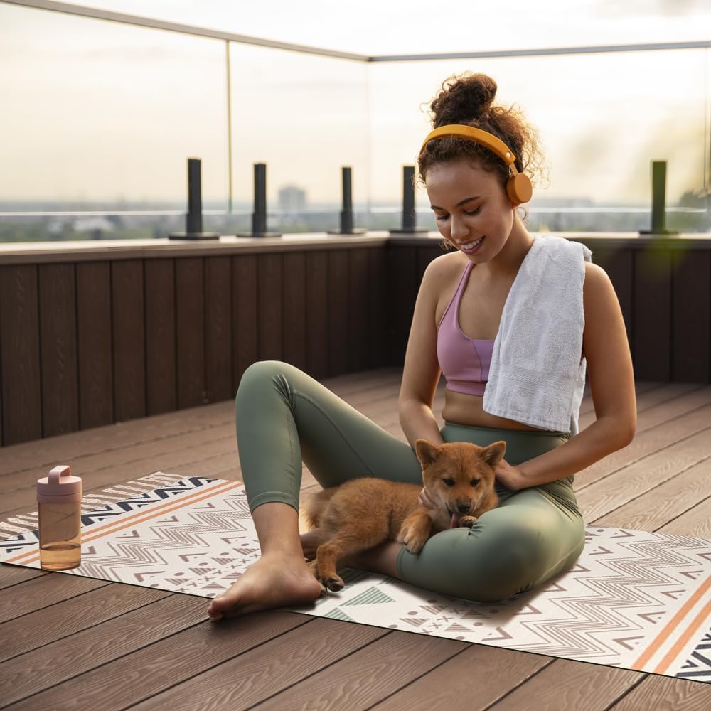nuveti Cotton Yoga Mat - Absorbent, Grippy Tight Weave, Ashtanga & Hot Yoga Rug, Helps with Slippery Hands & Feet