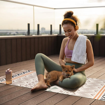 nuveti Cotton Yoga Mat - Absorbent, Grippy Tight Weave, Ashtanga & Hot Yoga Rug, Helps with Slippery Hands & Feet