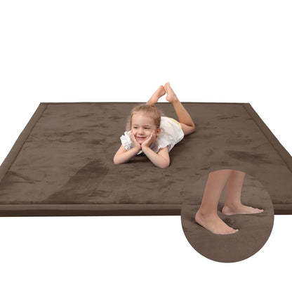 Baby Play Mat for Floor,1.3" Thick Memory Foam Tummy Time Mat,Soft Coral Velvet Nursery Rug,Large Non Slip for Crawling,Toddlers,Infants,Kids,Yoga & Tatami Style for Living Room(Dark Gray)