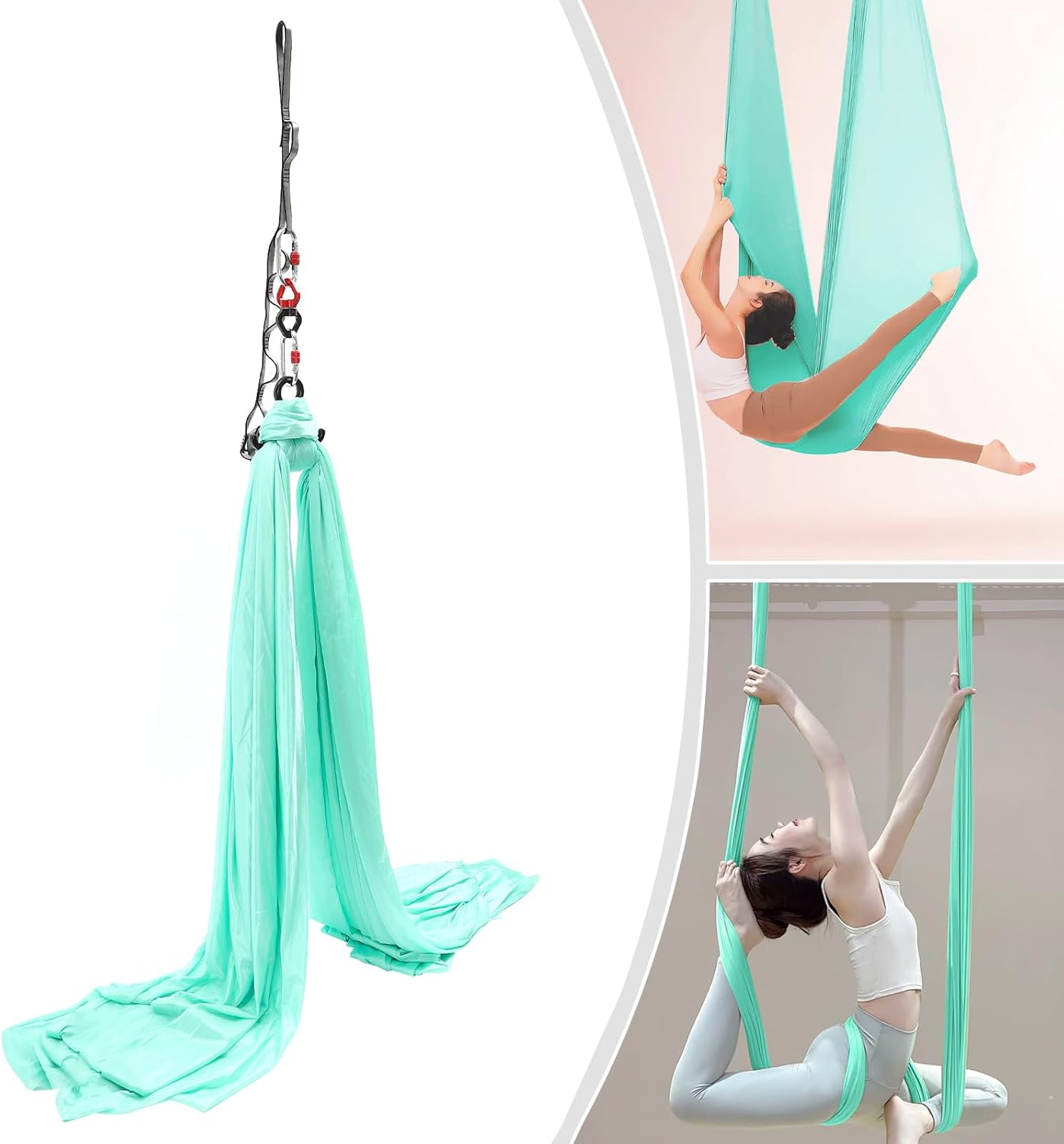 Aerial Silks Equipment, Stretch Aerial Silk Starter Kit for Aerial Acrobatic Dance, Aerial Yoga Hammock