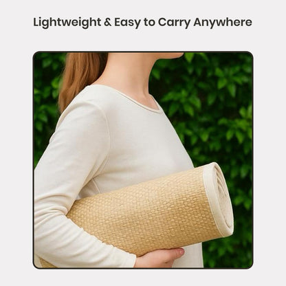 LFH Home Handmade Straw Yoga Mat For Exercise, Workout, Fitness - Perfect Heavy Quality Eco Friendly Natural Straw Reversible Yoga Mat for Men & Women - 72x24 Inch