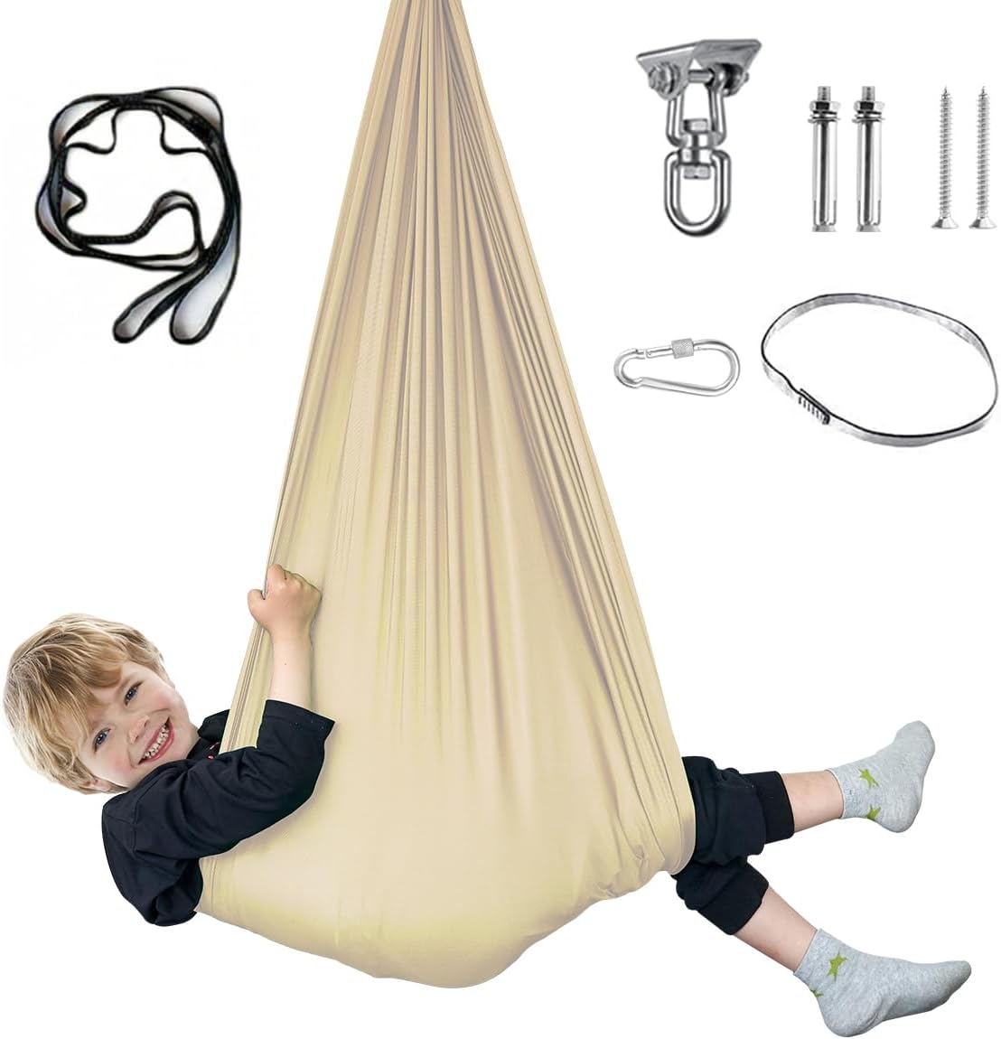 Aokitec Therapy Swing for Kids with Special Needs (Hardware Included) Snuggle Swing Cuddle Hammock Indoor Adjustable Aerial Yoga for Children with Autism, ADHD, Asperger, Sensory Integration