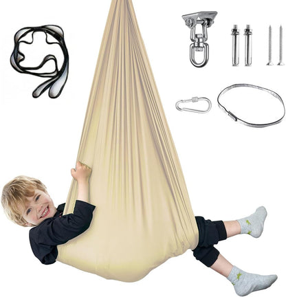 Aokitec Therapy Swing for Kids with Special Needs (Hardware Included) Snuggle Swing Cuddle Hammock Indoor Adjustable Aerial Yoga for Children with Autism, ADHD, Asperger, Sensory Integration