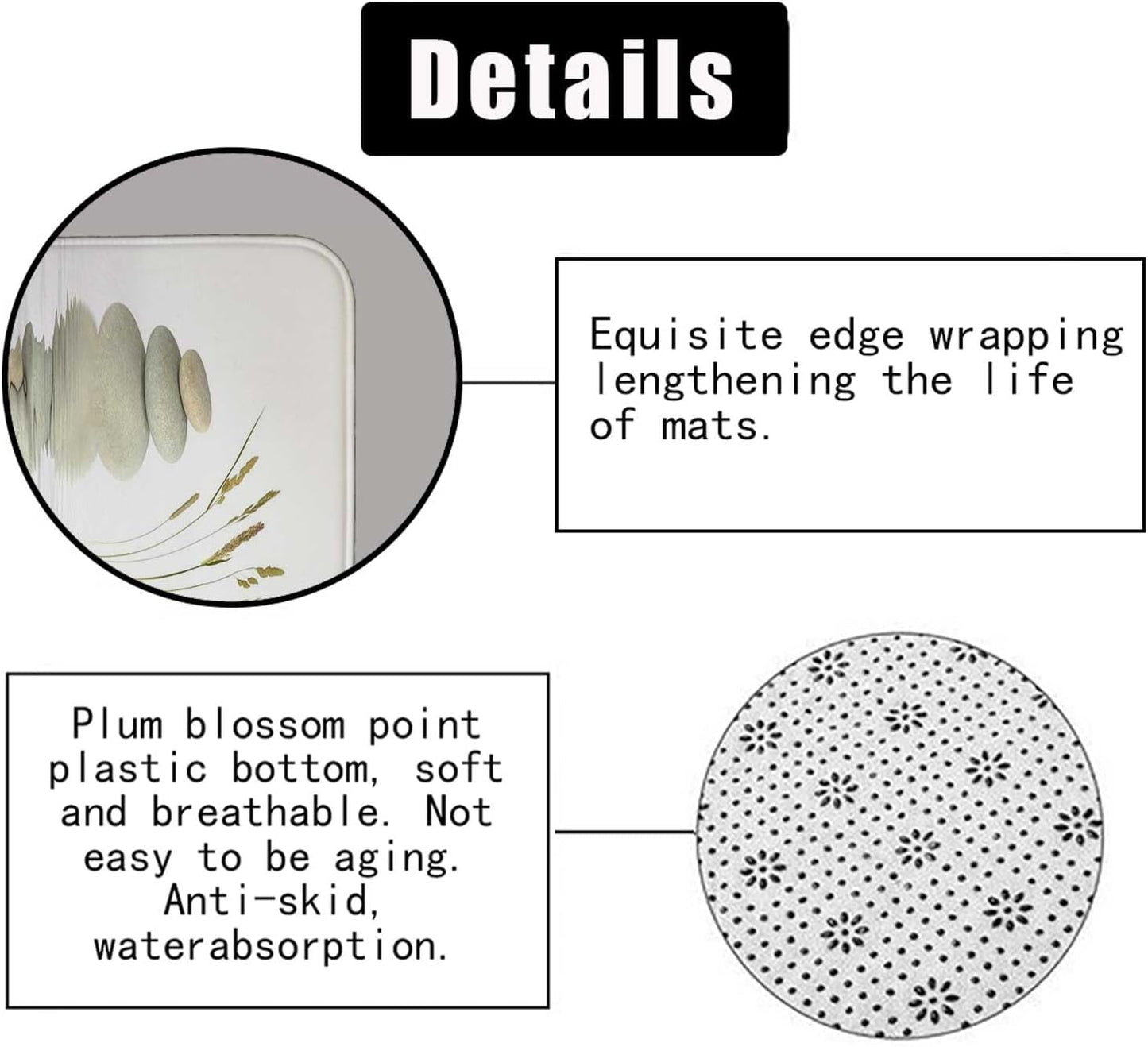 4PCS Spa Zen Shower Curtain Sets with Rugs, White Shower Curtain, Pink Floral Orchid Lotus Water Lily Stone Bamboo Water Reflection Yoga Massage Relaxing Spiritual Meditation Bathroom Decor