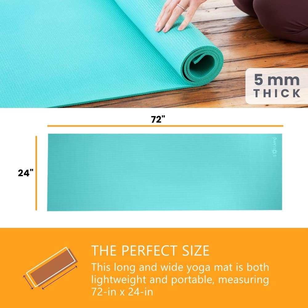 Sol Living Travel Yoga Mat - Natural Tree Rubber for Extra Grip - Non-Slip, Foldable, Eco-Friendly - Perfect for On-the-Go Yoga, Pilates, Fitness, Meditation - 24" x 72", Green