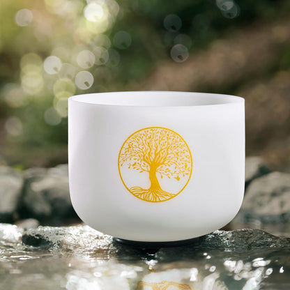 11 Inch C Note Root Chakra Frosted Quartz Crystal Singing Bowl mallet & O-ring For Meditation and Sound Therapy.