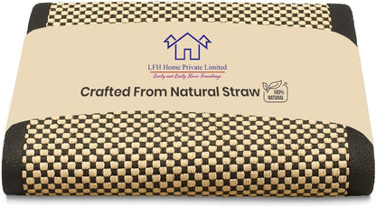 LFH Home Handmade Straw Yoga Mat For Exercise, Workout, Fitness - Perfect Heavy Quality Eco Friendly Natural Straw Reversible Yoga Mat for Men & Women - 72x24 Inch