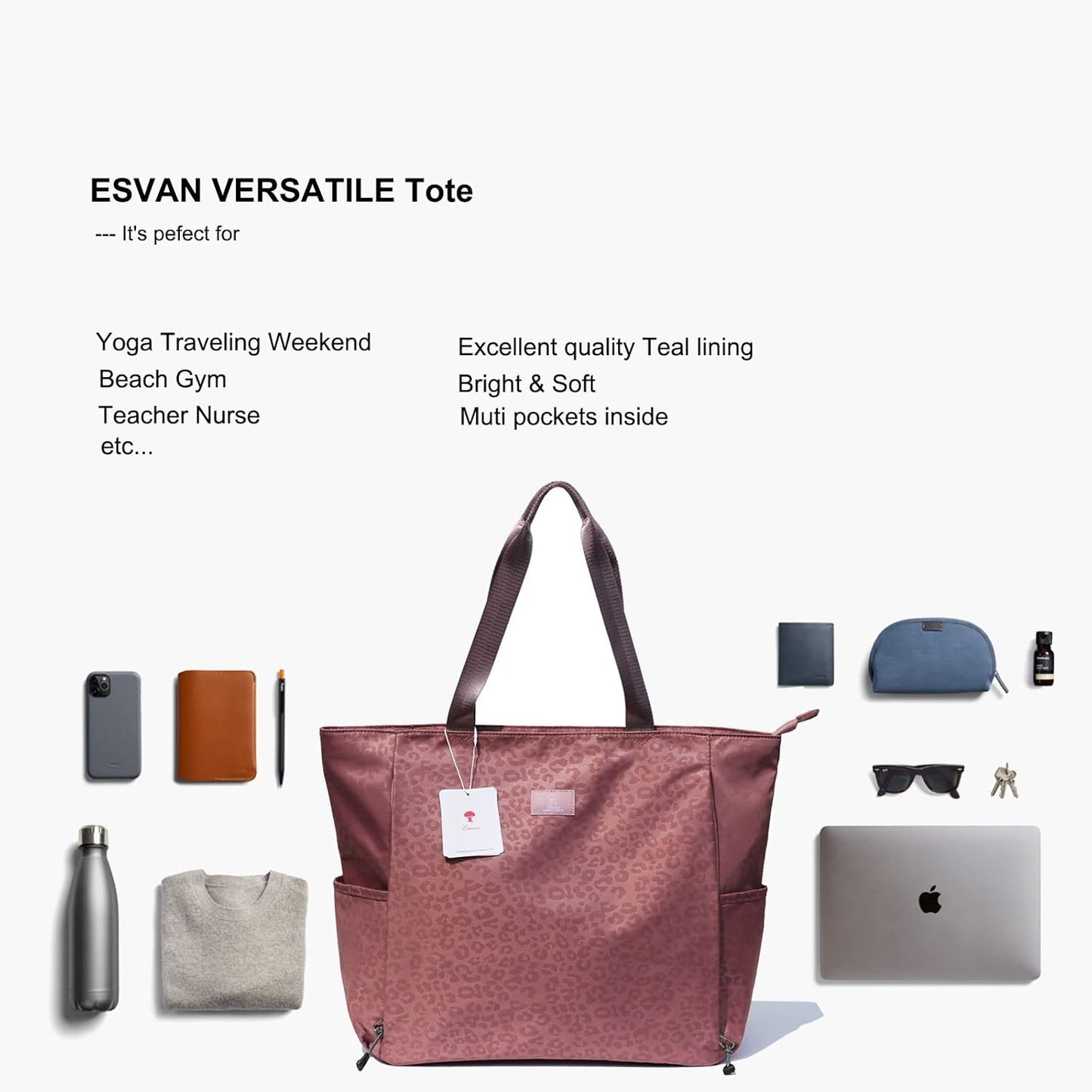 ESVAN Yoga Mat Bag Yoga Tote Carrier Shoulder Bag Carryall Tote for Office,Yoga,Pilates,Travel,Beach and Gym