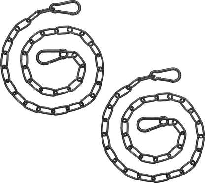 PATIKIL 2 Pcs Gate Chain Lock, 26 in x 2.5mm Chain Dia Alloy Steel Hanging Chain Lock with 2 Open Clasps for Stall Barn Fence Gate Hammock Swing Punching Bags Sandbag Yoga Gym, Black