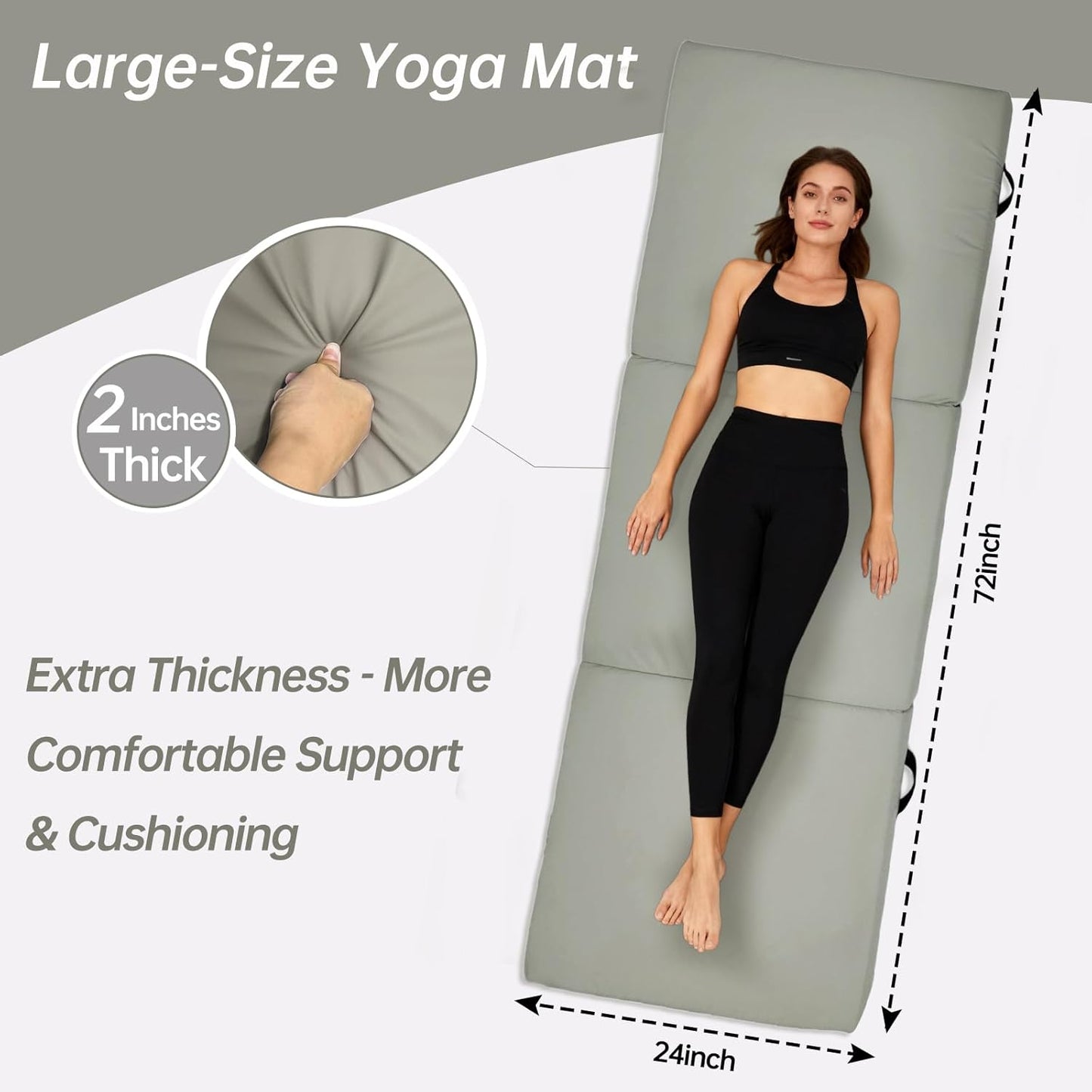 Foldable Yoga Mat, 2 Inches Extra Thick Non-Slip Design Fitness Mats