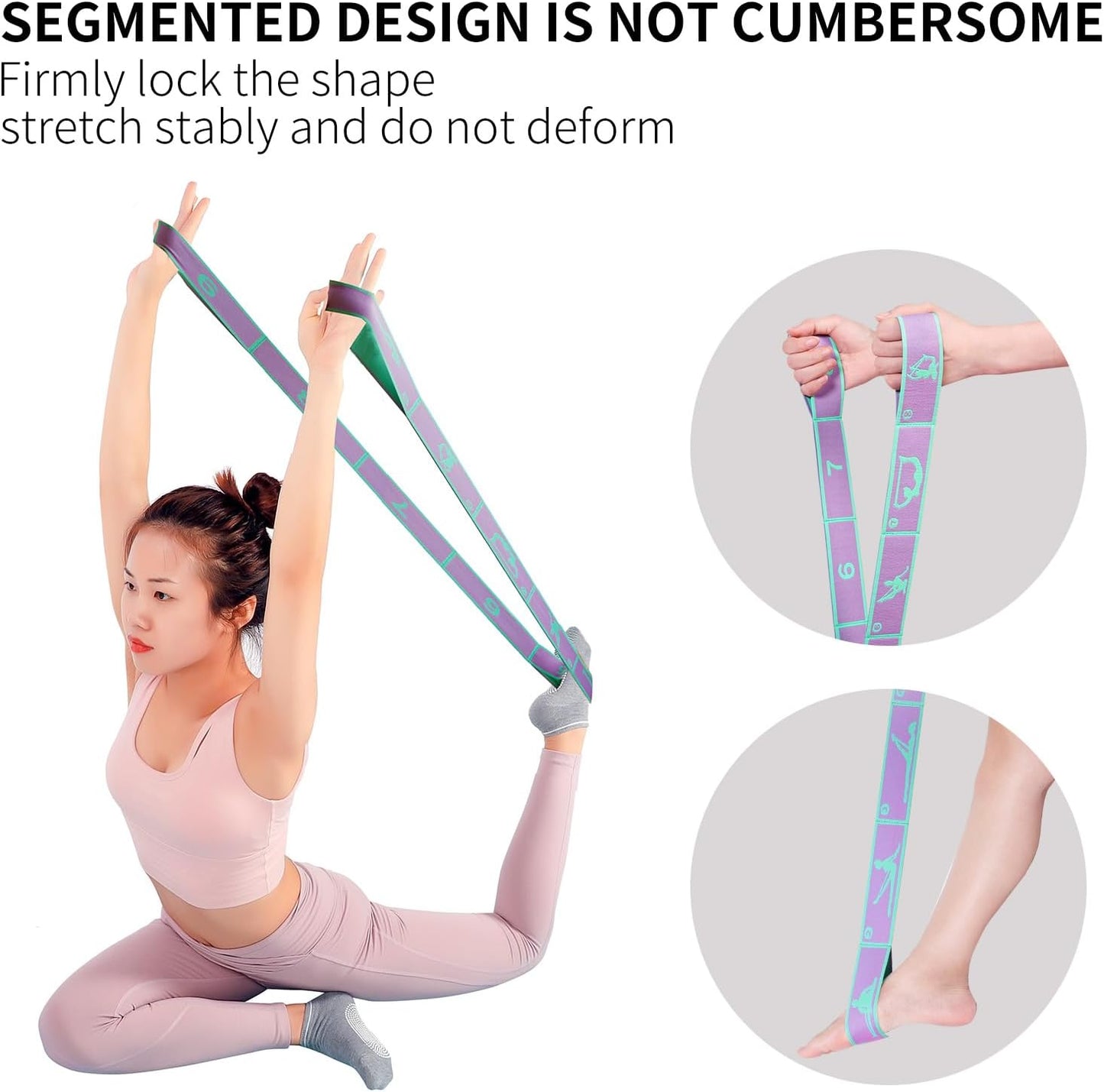 9 Loops Elastic Yoga Strap - Adjustable Stretching Band for Physical Therapy, Dance, Pilates & Gymnastics, Multi-Loop Exercise Band for Flexibility, Home Workout