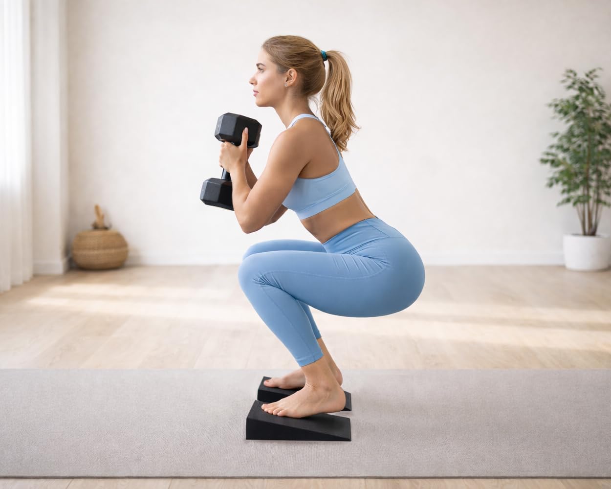 2Pcs Heel Elevated Squat Wedge 12° Incline Workout Wedge for Squats 9.69''x5.94''x2.4'' Foot Wedges for Exercise,Calf Stretching and Physical Therapy