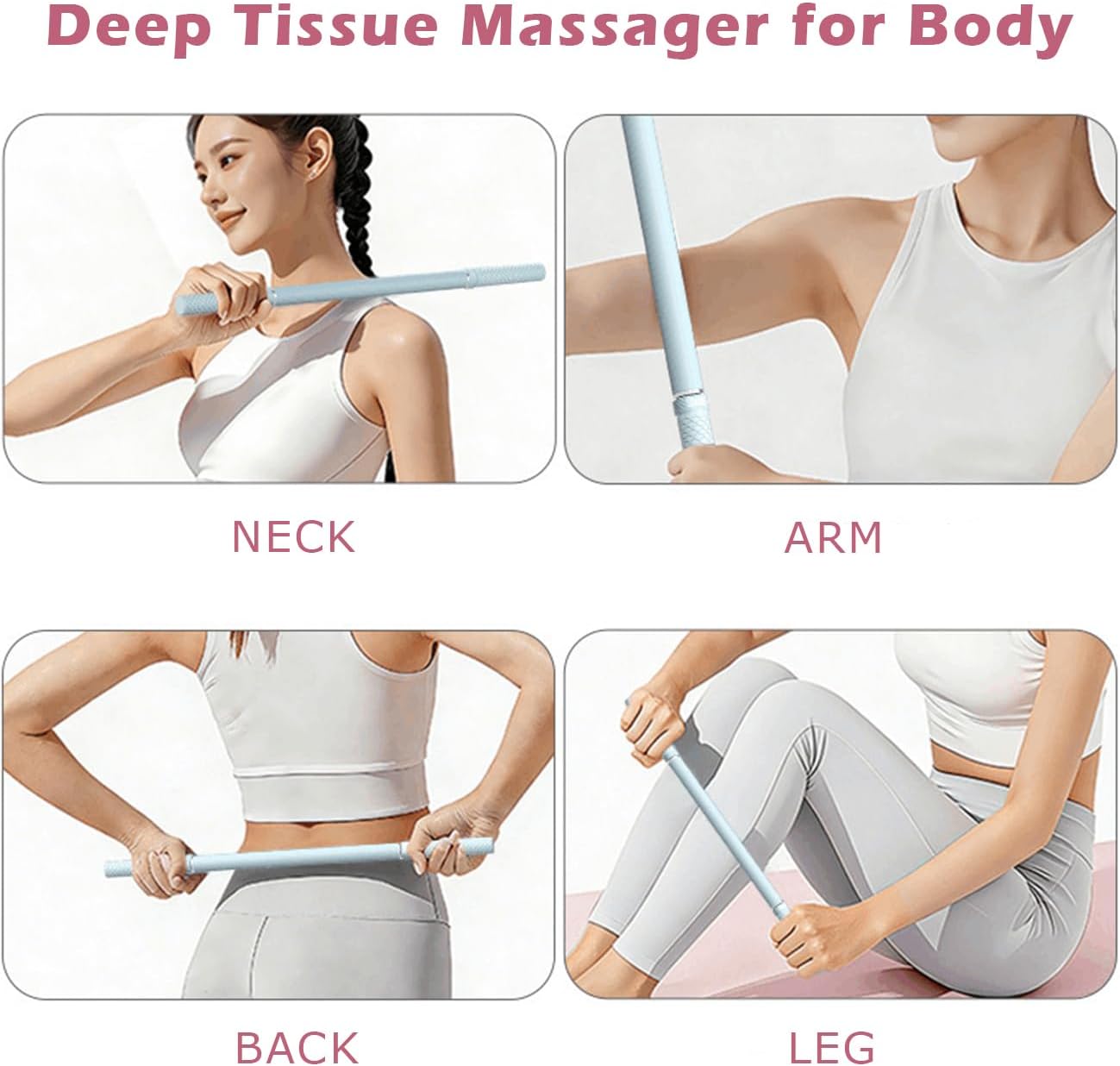 Muscle Roller Stick - Massage Roller for Myofascial Release & Deep Tissue Massage for Legs, Back, Shoulders - Relieve Soreness & Improve Recovery Grey