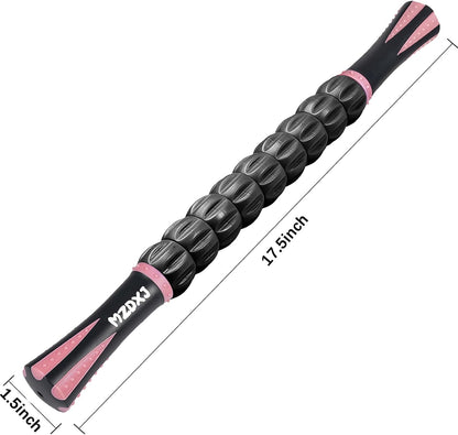 Muscle Roller Massage Roller Stick- Deep Tissue Fascia Blaster for Myofascial Pain Relief, Lymphatic Drainage & Body Sculpting, Handheld Physical Therapy & Recovery Tool (Gray black-18 inch)