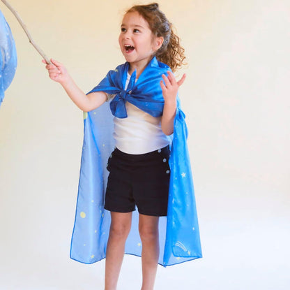 Sarah's Silks - Set of 2 Mini Playsilks, 100% Silk 21" Square Scarf for Dance, Movement and Pretend Play - Rainbow and Starry Night