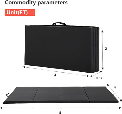Gymnastics Tumbling Mat Portable Gymnastics Mat Foldable Tumbling Mat 2ft W 6ft L/4ft W 6ft L/4ft W 8ft L/4ft W 10ft Exercise Mat Yoga Mat with Carrying Handles for Yoga Gymnastics